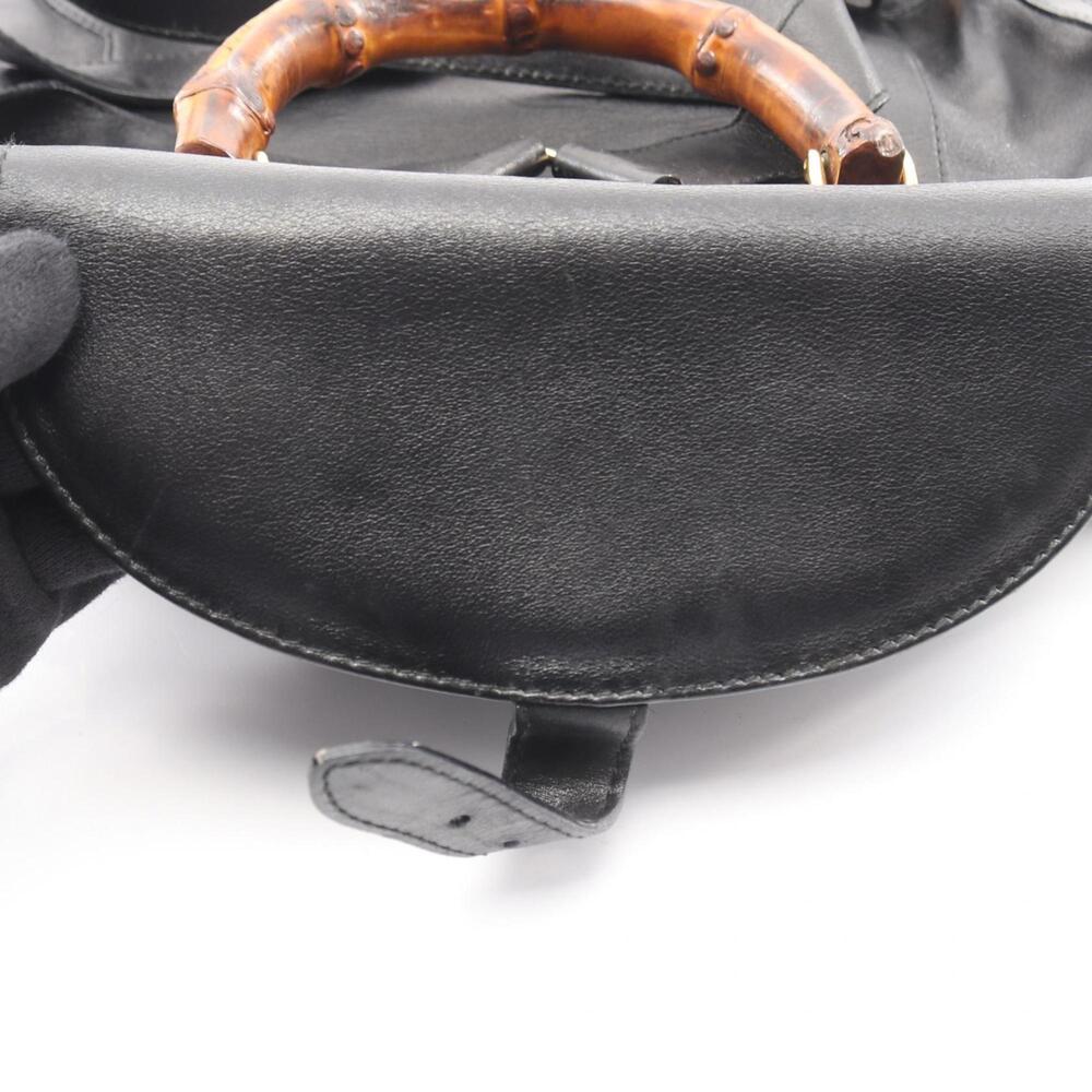 GUCCI Black Leather Bamboo Backpack - Picture 6 of 12